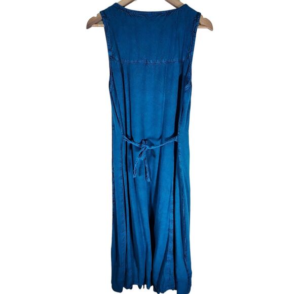 Advance Apparels Embroidered Button Boho Bohemian Blue/Aqua Dress, Size 1X/2X - Picture 2 of 5